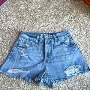 Rewash Blue Jean Shorts with Frayed Hems